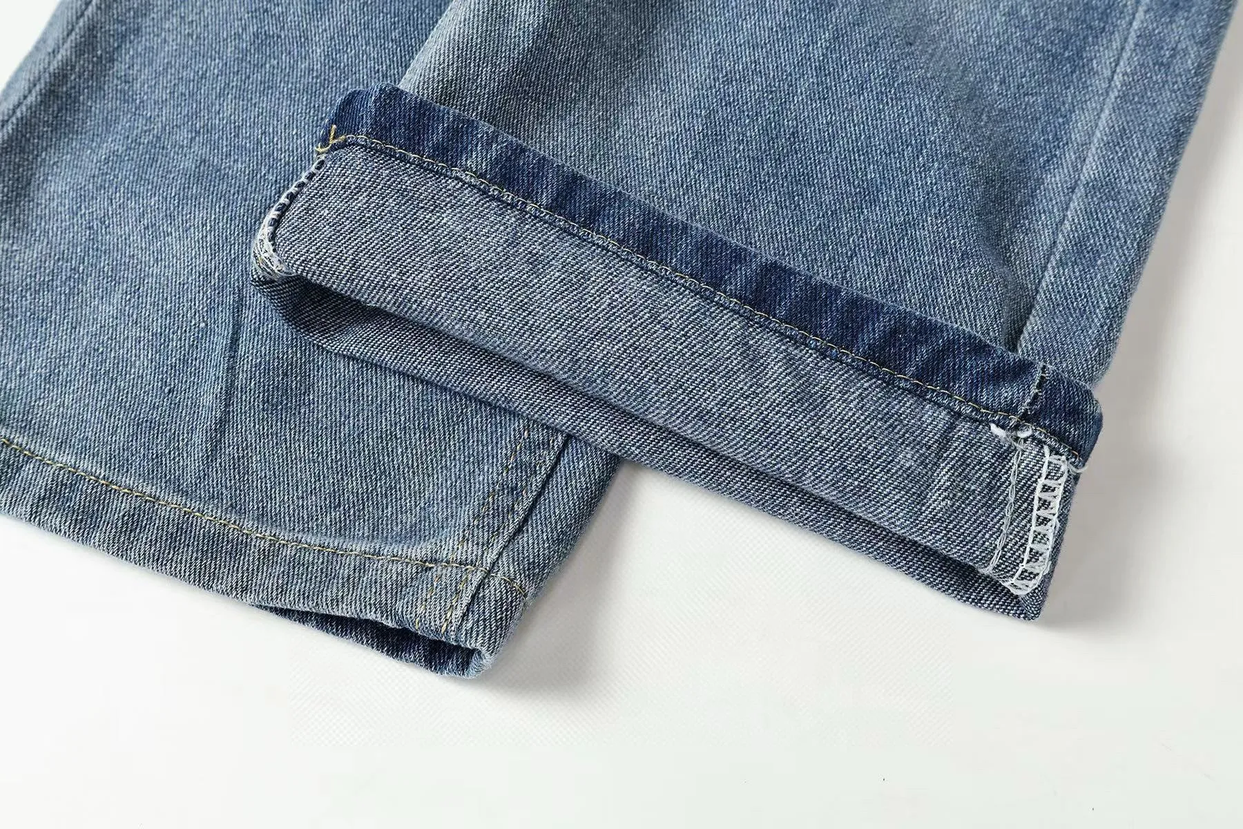 P270 Chrome Hearts/Chrome Hearts Classic Color Leather Cross Washed Color Fabric Unisex Denim Trousers Color: Picture Color Code Number: 28-36